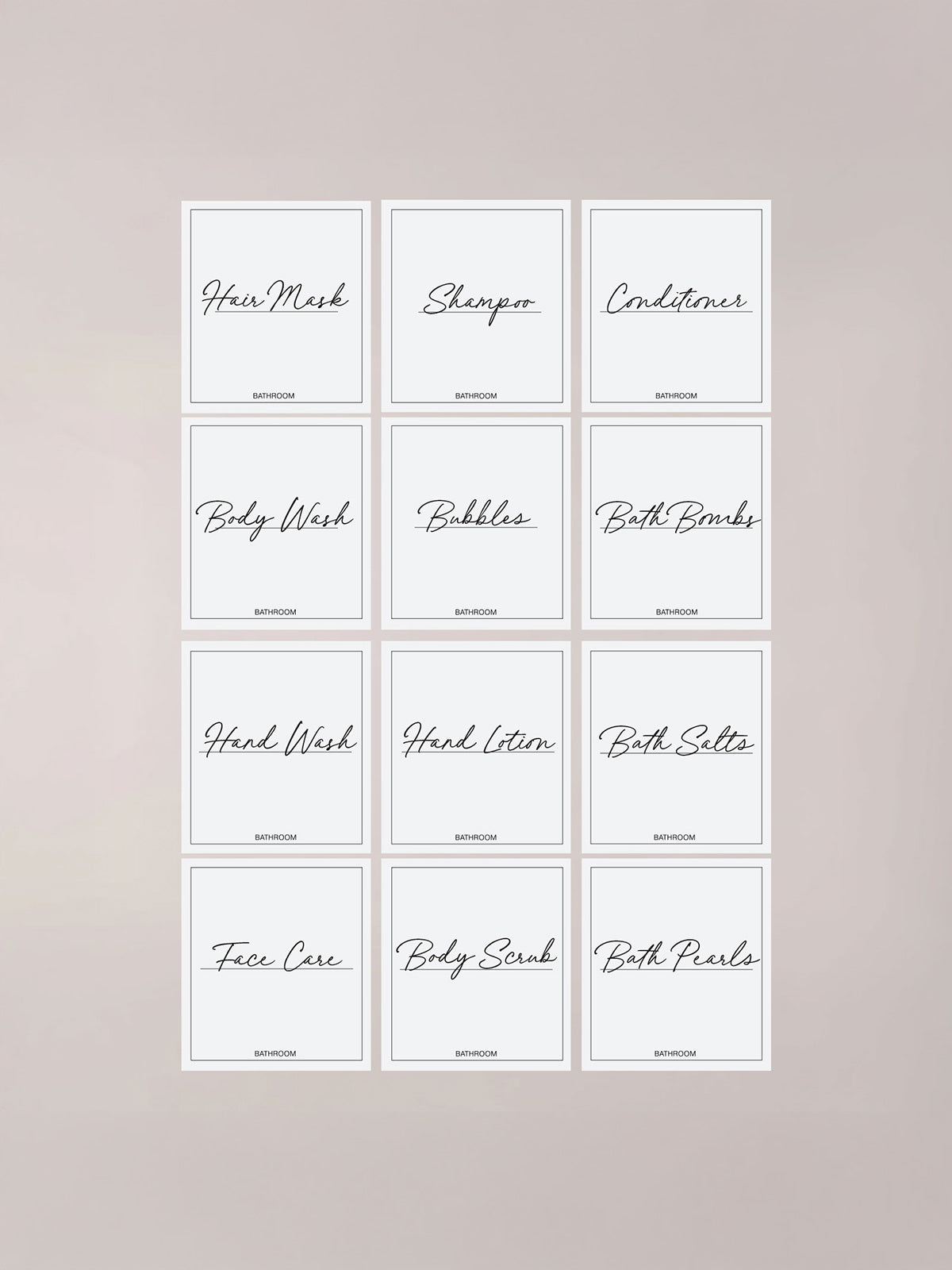 Minimalistic Bathroom Bundle Labels