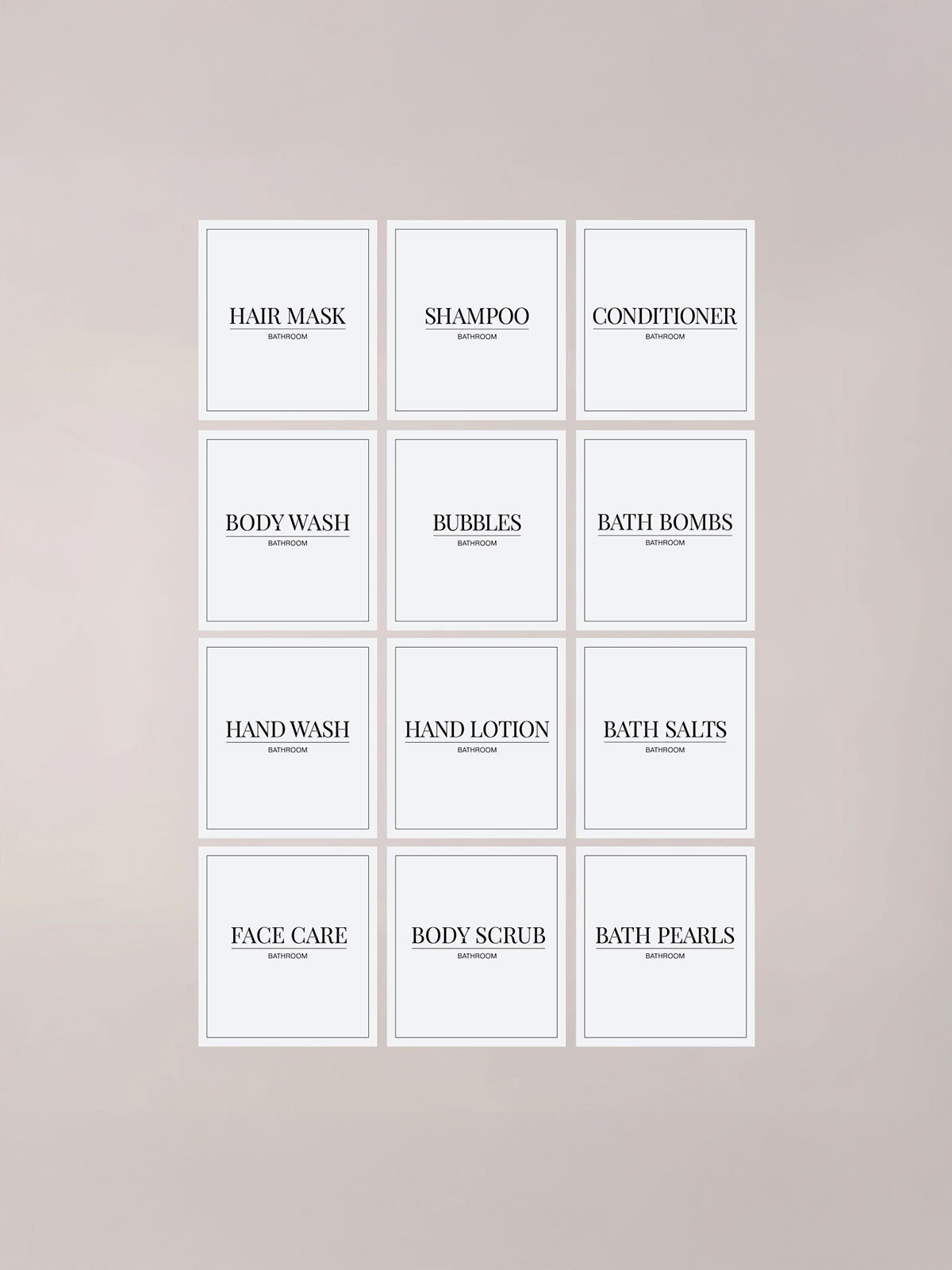 Minimalistic Bathroom Bundle Labels