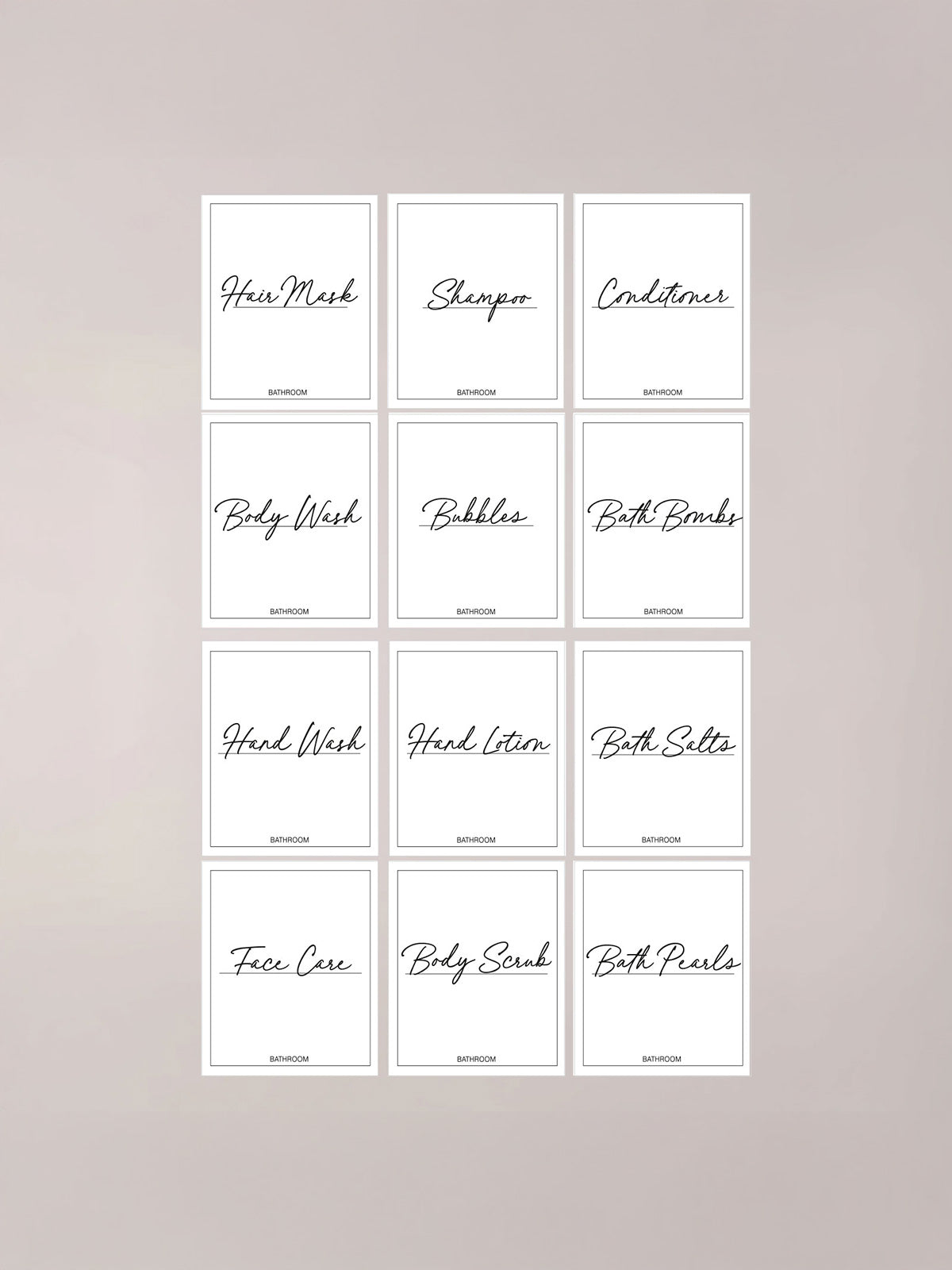 Minimalistic Bathroom Bundle Labels