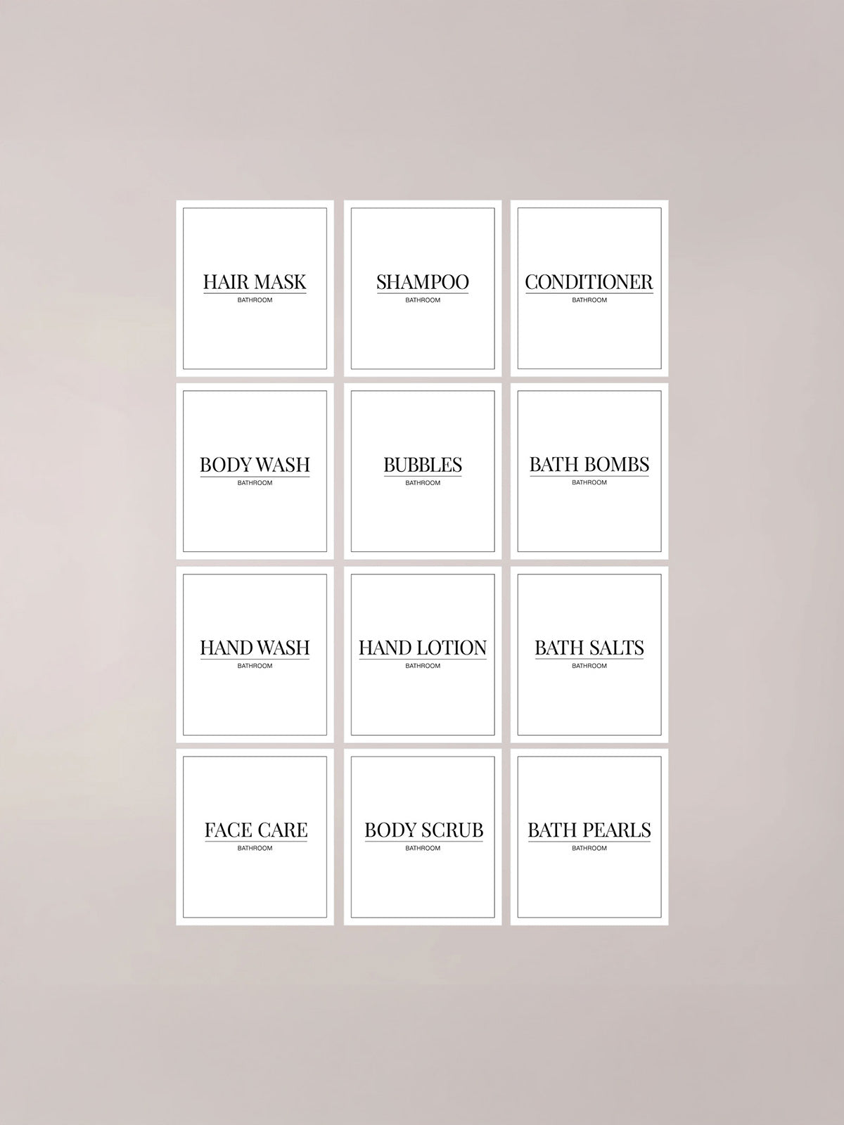 Minimalistic Bathroom Bundle Labels