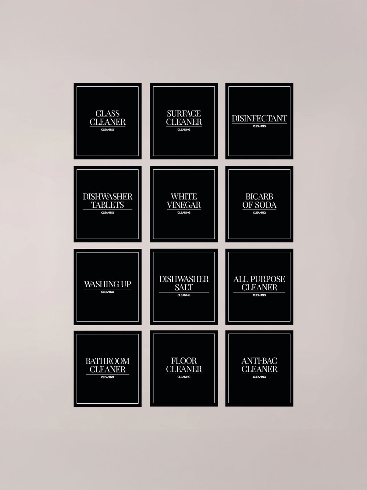 Minimalistic Cleaning Bundle Labels