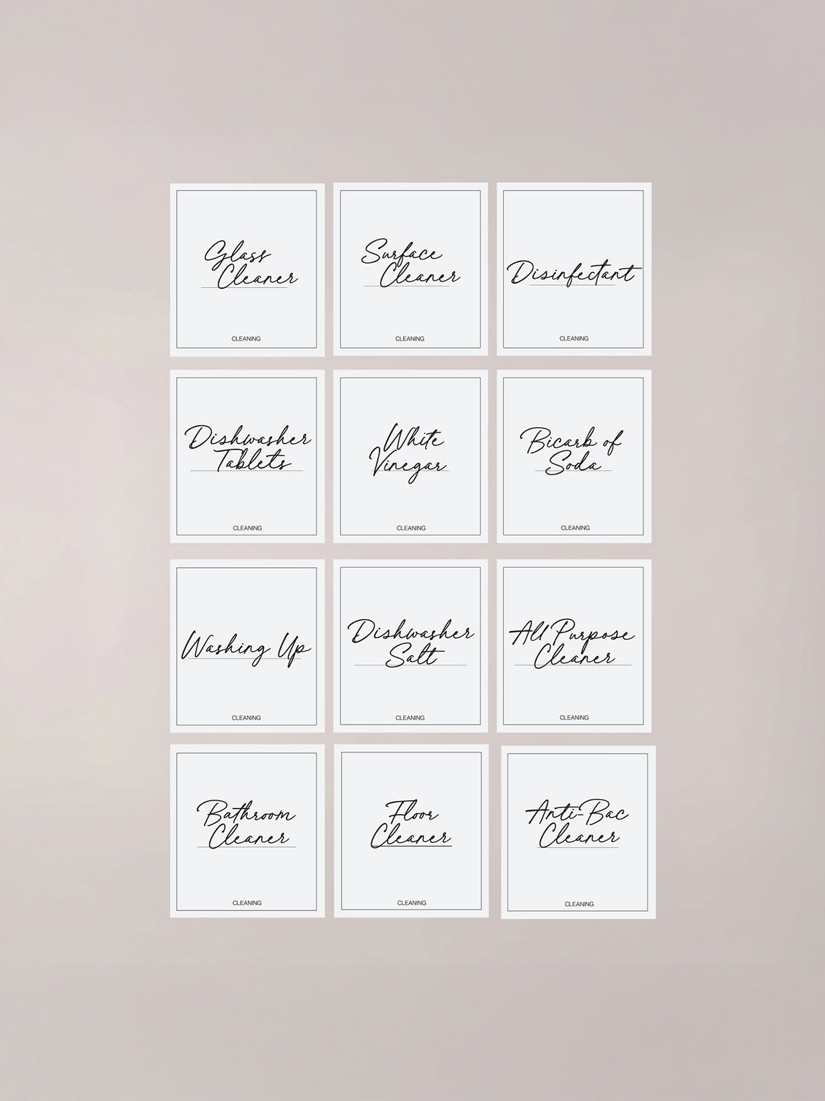Minimalistic Cleaning Bundle Labels