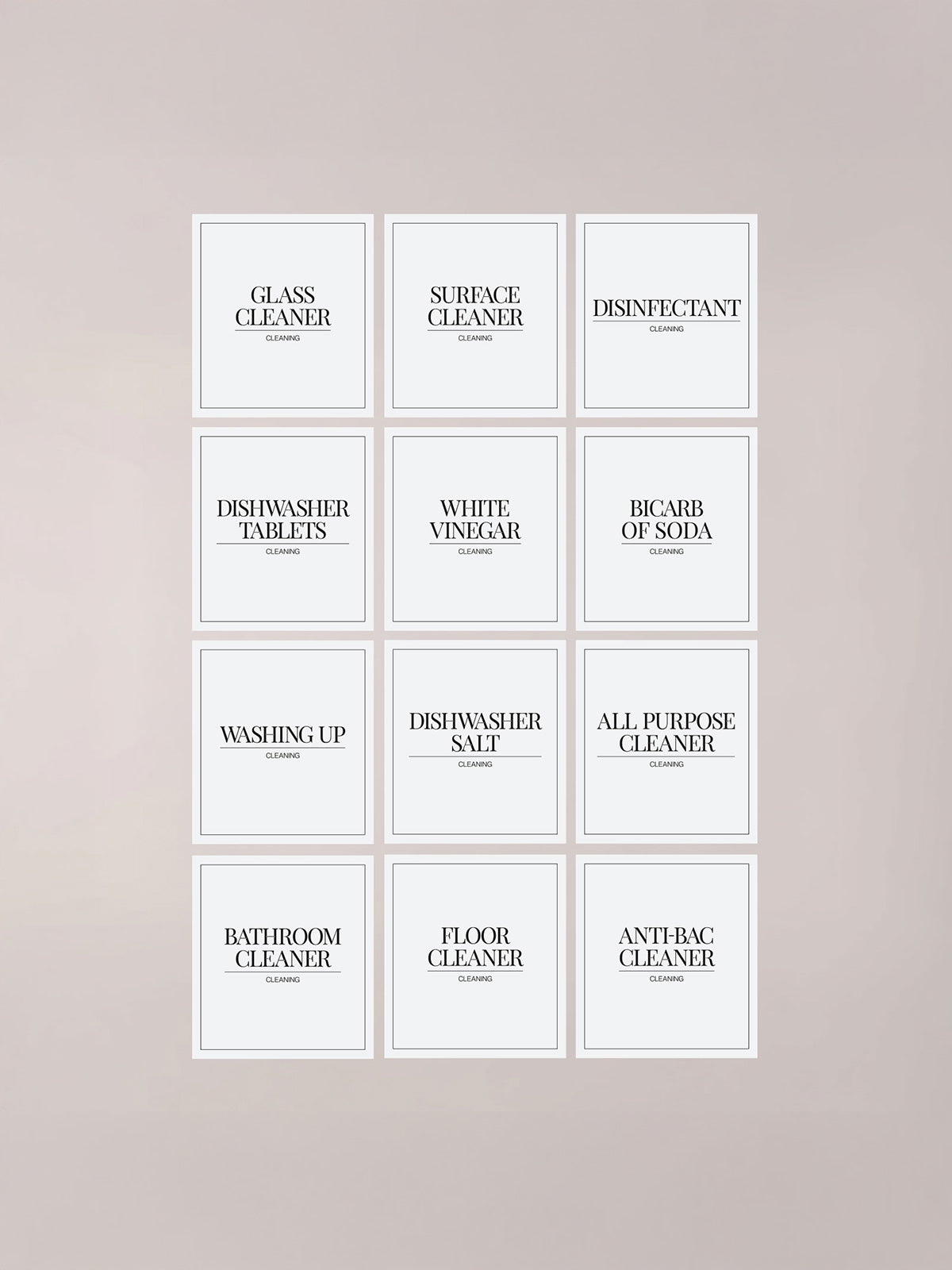 Minimalistic Cleaning Bundle Labels