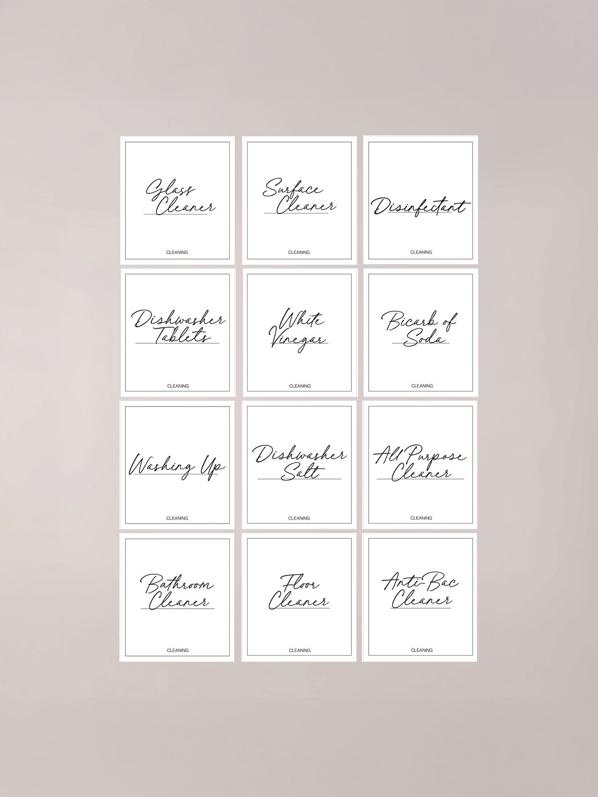 Minimalistic Cleaning Bundle Labels