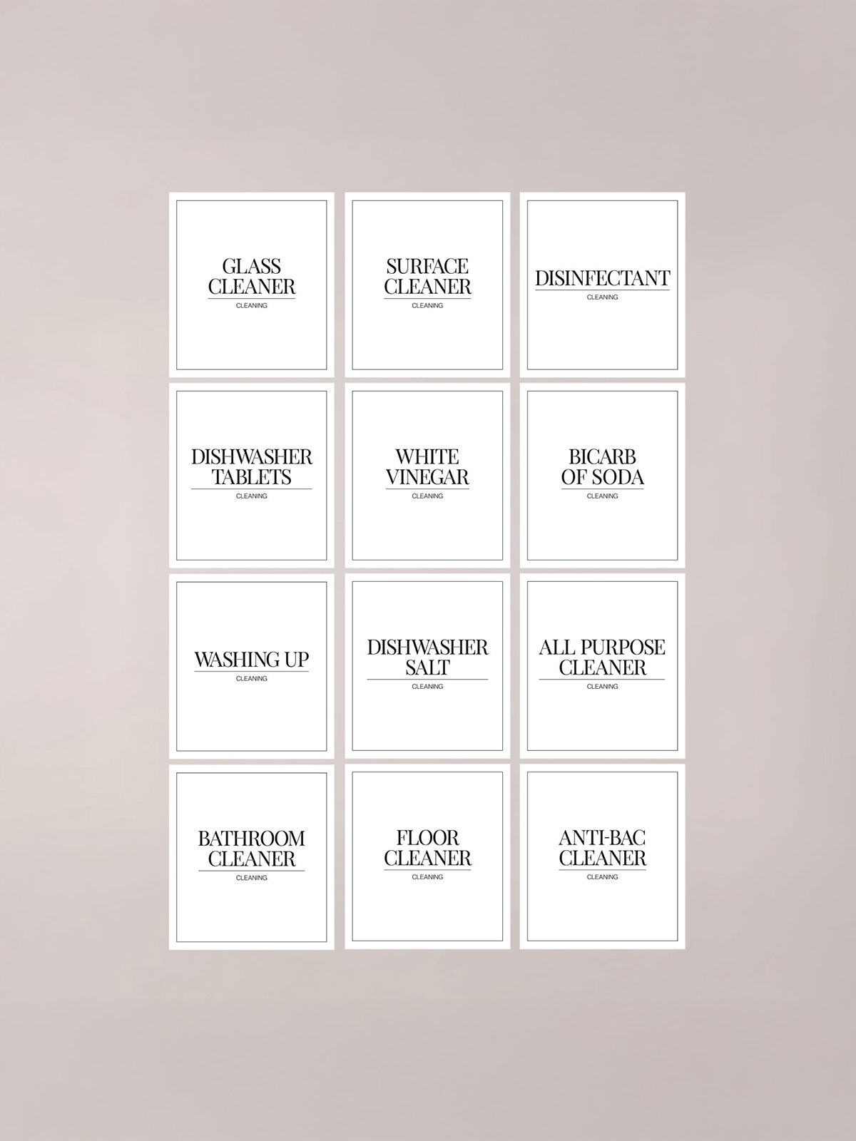 Minimalistic Cleaning Bundle Labels