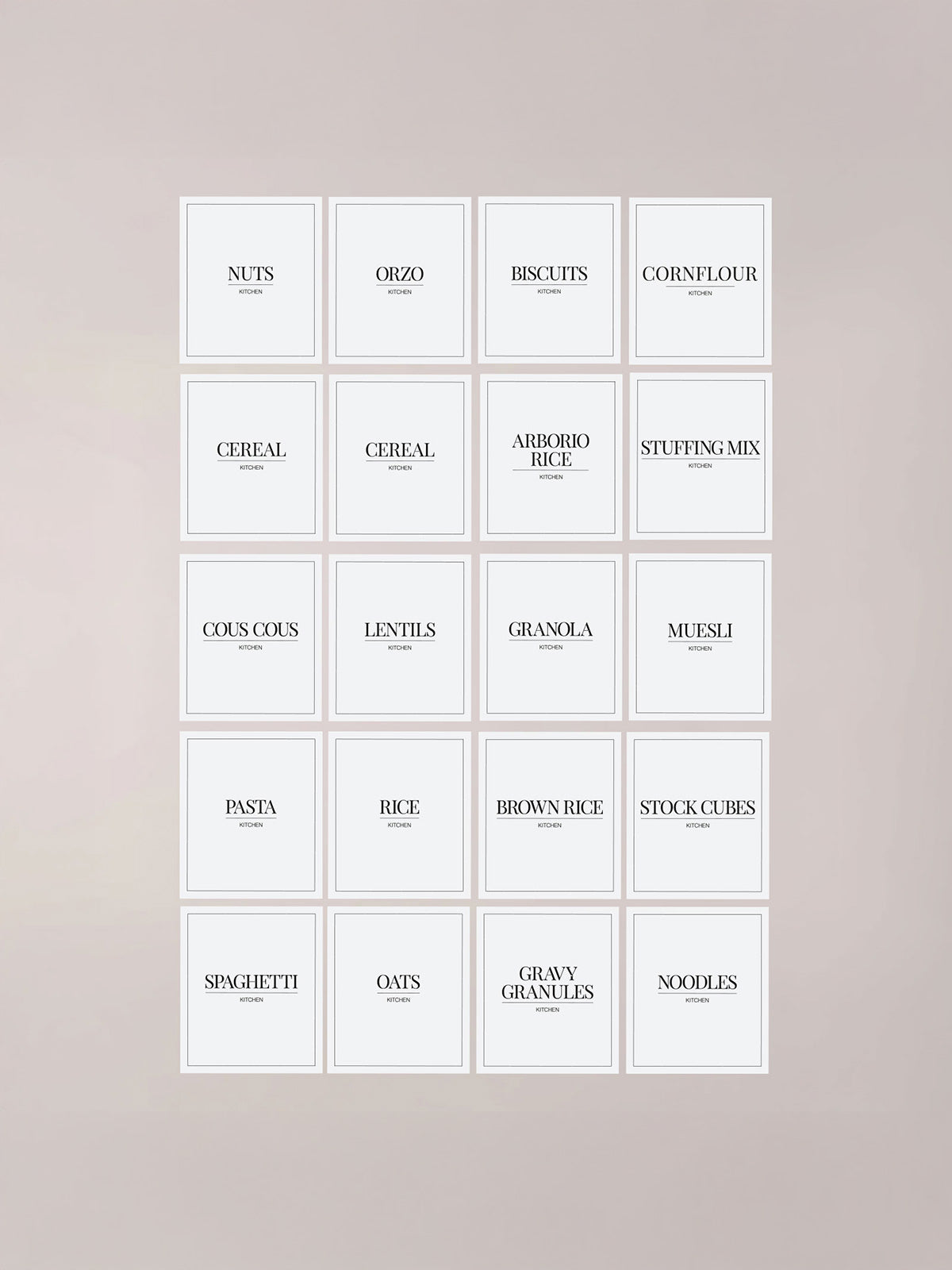 Minimalistic Large Kitchen Bundle Labels