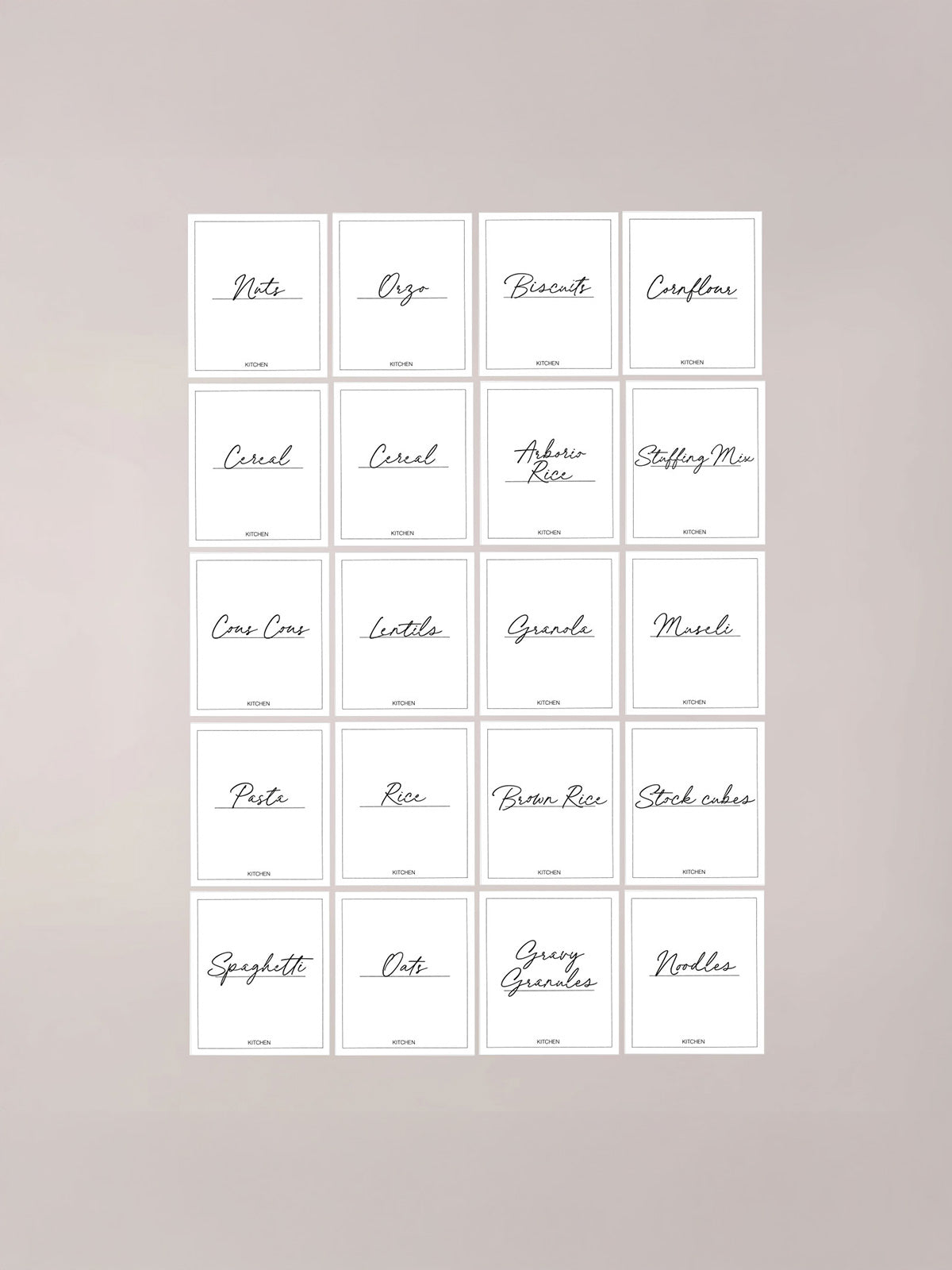 Minimalistic Large Kitchen Bundle Labels